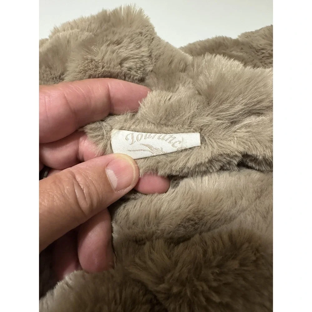 Tourance Light Brown Soft & Fluffy Beautiful Faux Fur Scarf 8" wide x 63"  Long - Picture 2 of 4